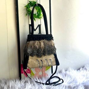 Bug Bags by PB&J jirafa with  feathers  crossbody bag